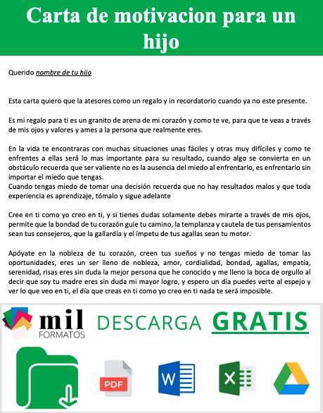 carta motivación para un hijo